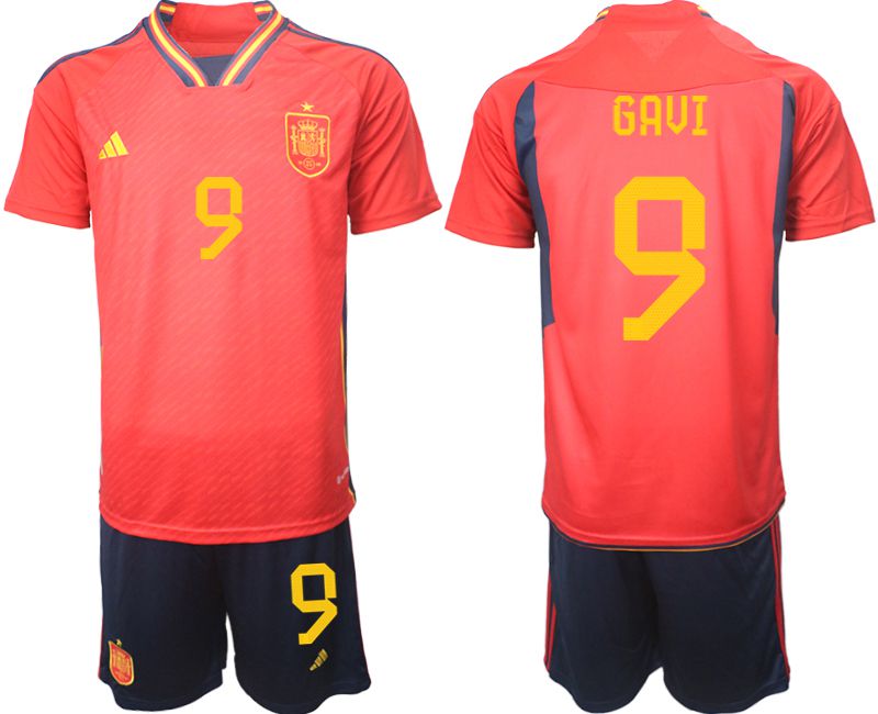 Men 2022 World Cup National Team Spain home red #9 Soccer Jersey